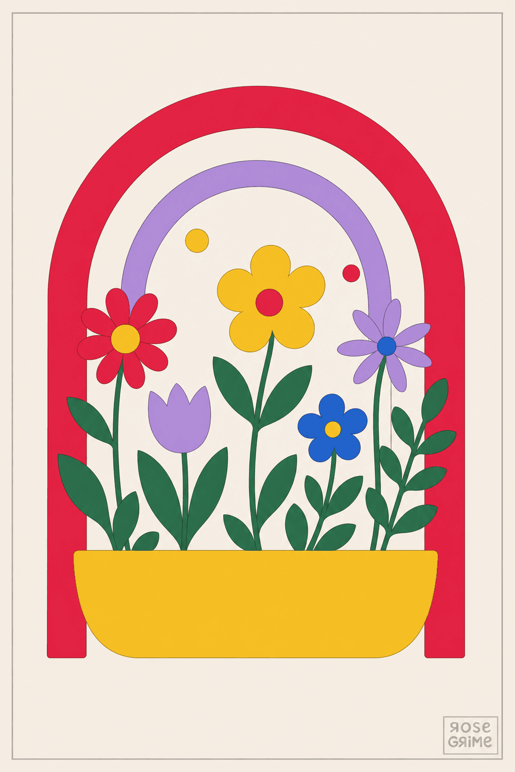 Diseño floral coloreado con la paleta Campo de tulipanes